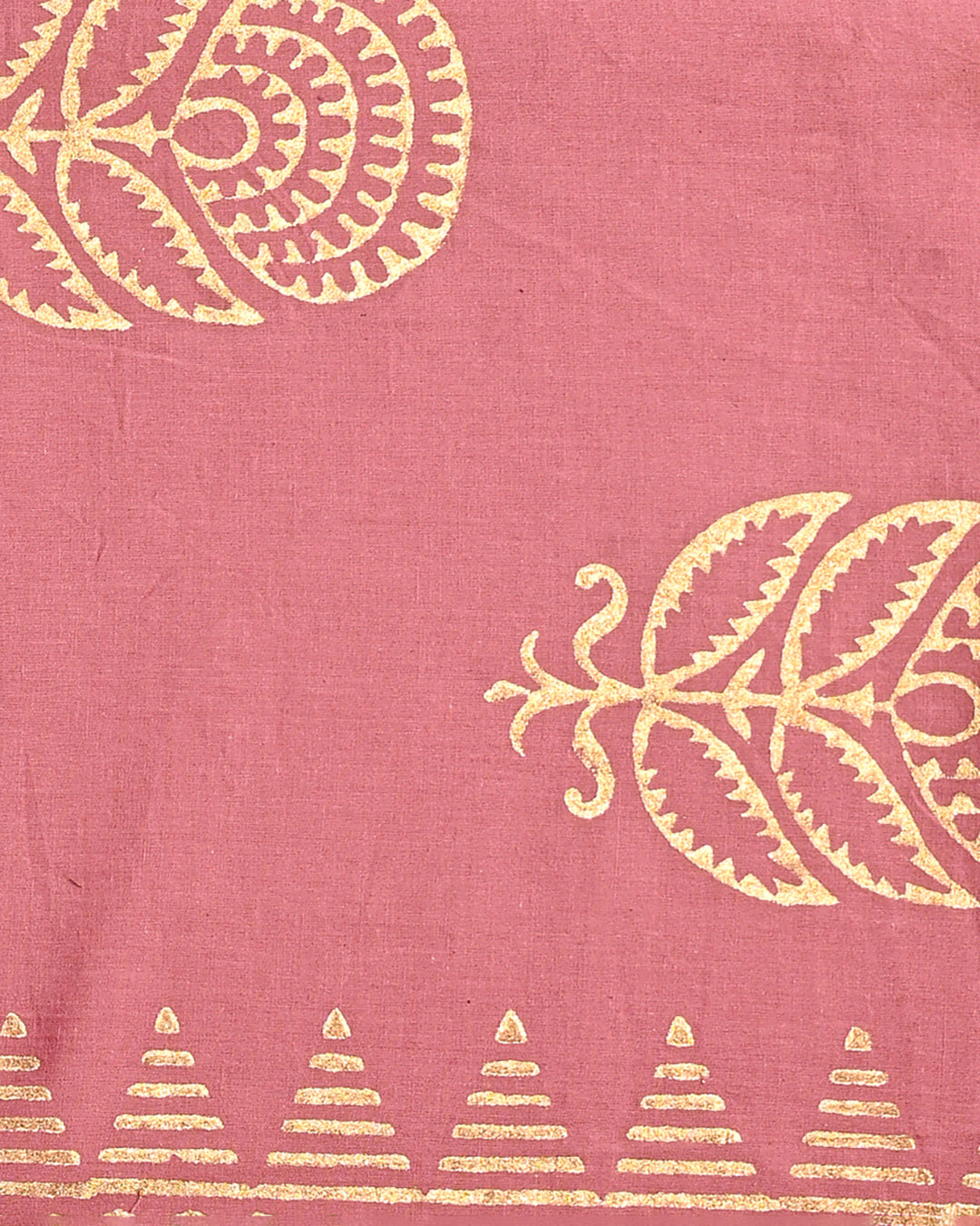 New Floral Pink Hand Block Printed Cotton Suit With Cotton Dupatta(EACOTMU43)