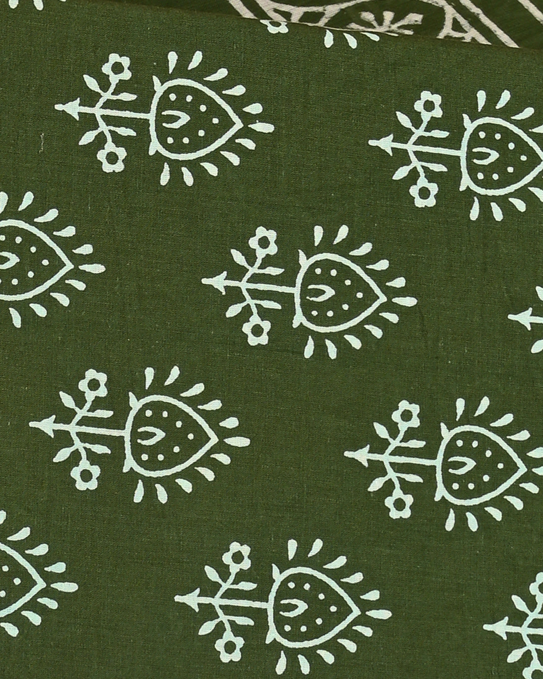 Exclusive Green Discharge Hand Printed Cotton Suit With Cotton Dupatta EACOTMU74