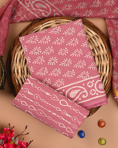 Exclusive Pink Discharge Cotton Suit With Kota Dupatta (EACOTKO66)