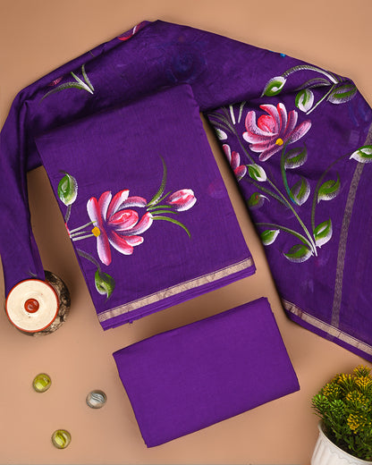 Exclusive Hand Painted Chanderi Silk Suit Set (EACHACH26)