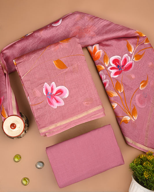 Exclusive Hand Painted Chanderi Silk Suit Set  (EACHACH25)