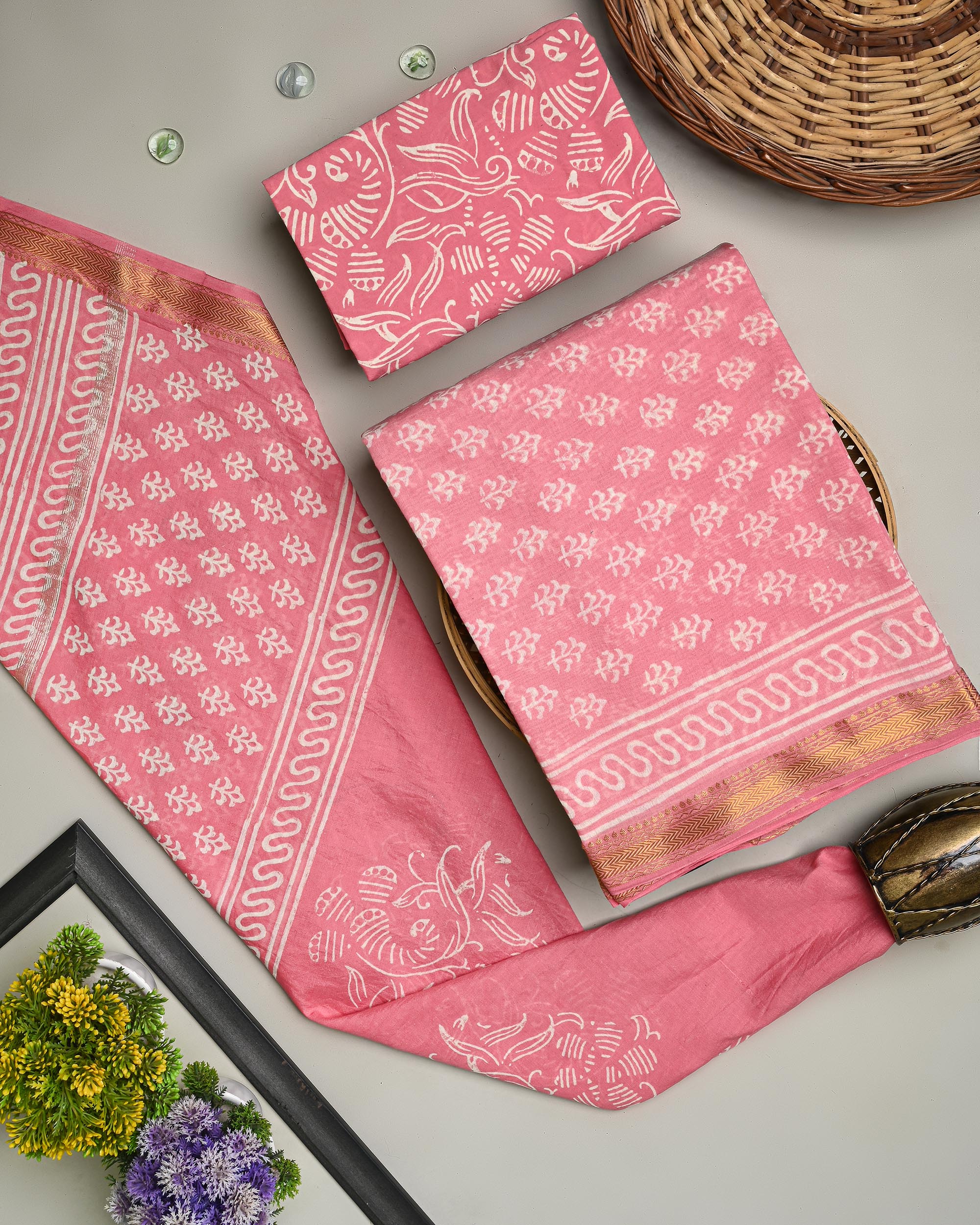 New Floral Jaal Rapid Print Maheshwari Silk Suit Set (EAMAHMA05)